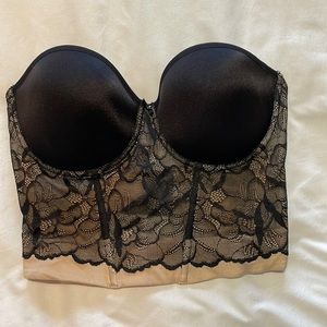 32DD black and beige Le Mystere corset with a low back